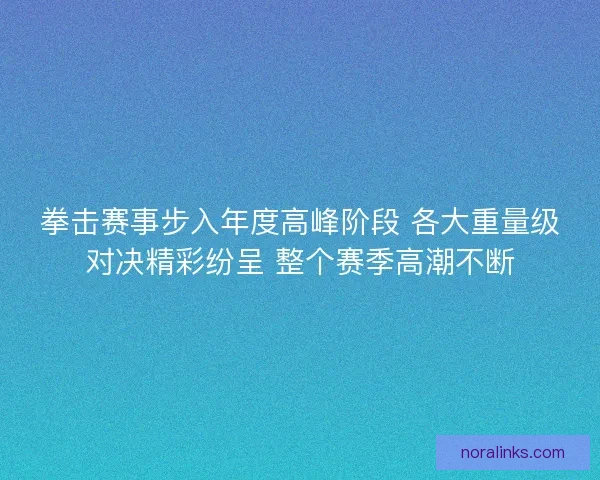 拳击赛事步入年度高峰阶段 各大重量级对决精彩纷呈 整个赛季高潮不断